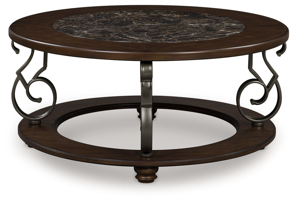 Frallyn - Round Cocktail Table - Dark Brown