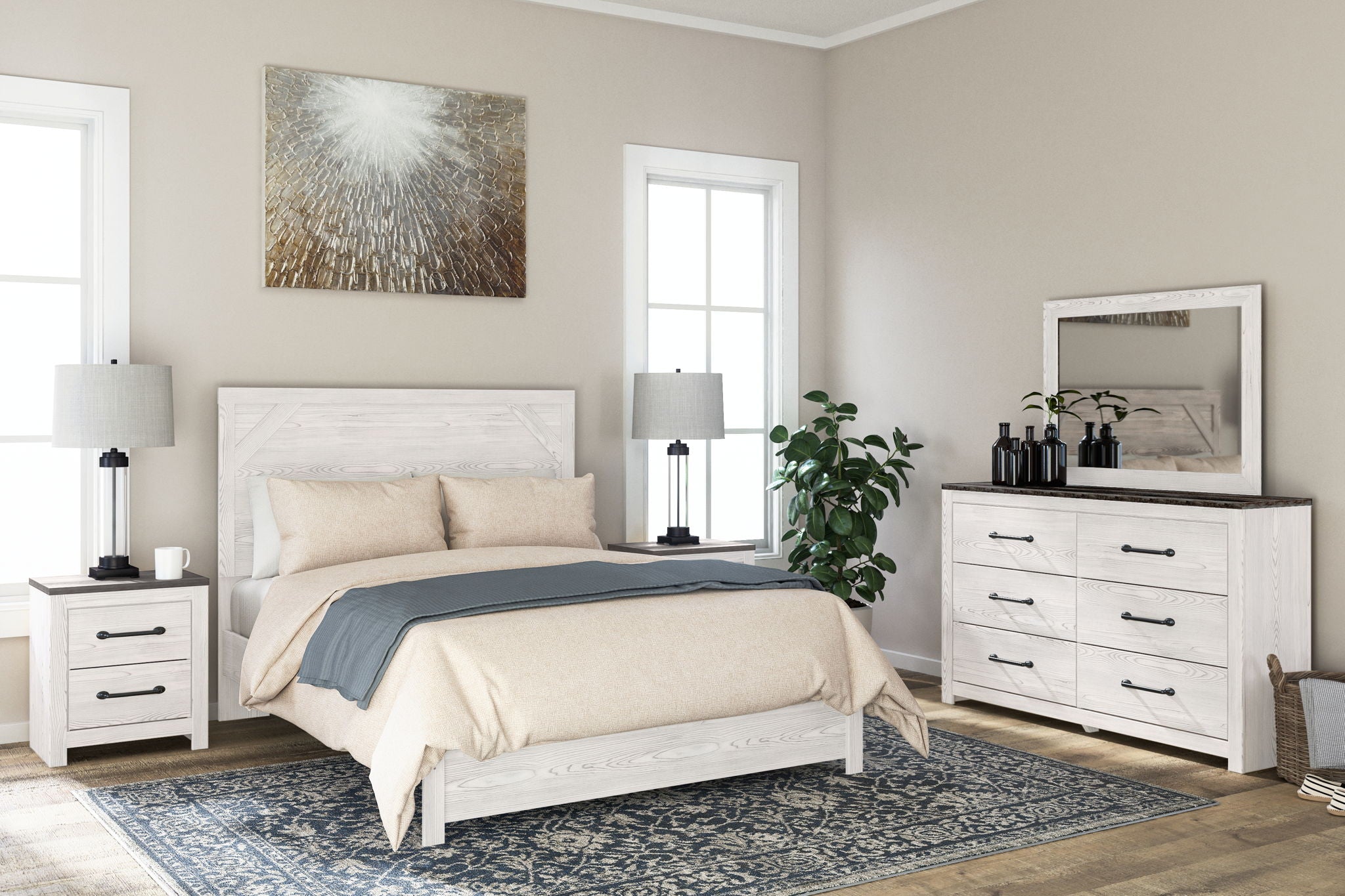 Gerridan - Two Drawer Night Stand - White / Gray