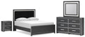 Zuraleus - 4 Pc. - Queen Upholstered Bed With Roll Slats, Dresser, Mirror And Nightstand - Black