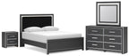 Zuraleus - 4 Pc. - Queen Upholstered Bed With Roll Slats, Dresser, Mirror And Nightstand - Black