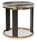 Jazmore - Round End Table - Brown / Brass Finish