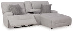 Acklen Place - 4 Pc. - 3-Piece Power Reclining Sectional Sofa With Raf Chaise, Wide Seat Power Recliner - Pewter