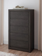 Fraluna - Five Drawer Chest - Charcoal