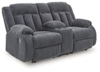 Observation - Double Reclining Power Loveseat With Console - Steel