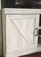 Bellaby - Entertainment Center - TV Stand With Faux Firebrick Fireplace Insert - Whitewash