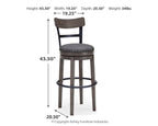Caitbrook - Tall UPH Swivel Barstool - Gray