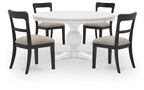 Greddinton - Round Dining Table Set - Black Chairs