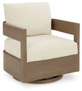 Serene Bay - Swivel Glider Chair With Cushion - Dark Brown / White