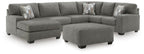 Clarington - 2 Pc. - 3-Piece Sectional And Oversized Ottoman - Greystone