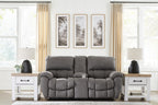 Bakerstein - Power Reclining Loveseat/Console/Adjustable Headrest - Galaxy