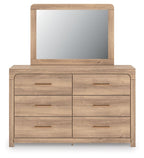 Kinlanni - 4 Pc. - Queen Panel Bed, Dresser, Mirror And Nightstand - Tan