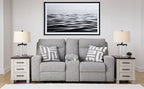 Biscoe - Power Reclining Loveseat With Console /Adj Headrest - Pewter