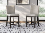 Neymorton - Upholstered Barstool (Set of 2) - Dark Grayish Brown