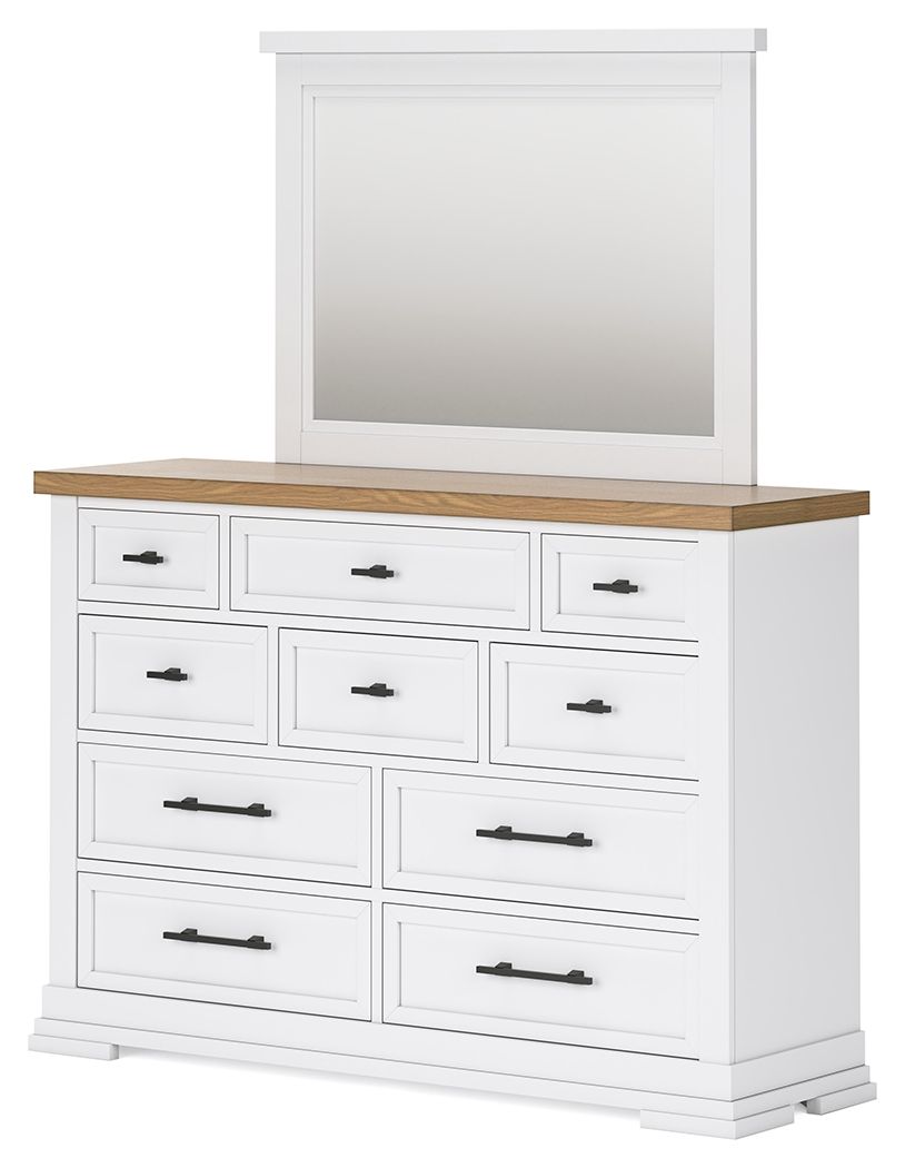 Ashbryn - Dresser And Mirror - White / Natural