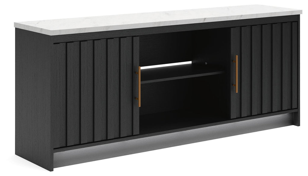 Cadmori - XL TV Stand With Fireplace Option - Black / White