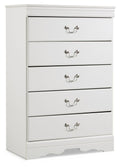 Anarasia - Five Drawer Chest - White