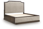 Wickenger - King Upholstered Panel Bed - Dark Brown