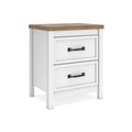 Kerisden - Two Drawer Night Stand - White / Brown
