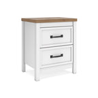 Kerisden - Two Drawer Night Stand - White / Brown