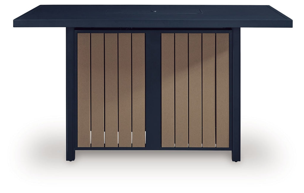 East Beach - Rectangular Bar Table With Fire Pit - Blue
