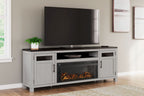 Darborn - 88" TV Stand With Electric Infrared Fireplace Insert - Gray / Brown