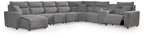 Modmax II - 8-Piece Power Reclining Sectional With LAF Press Back Power Chaise And Console - Salt And Pepper