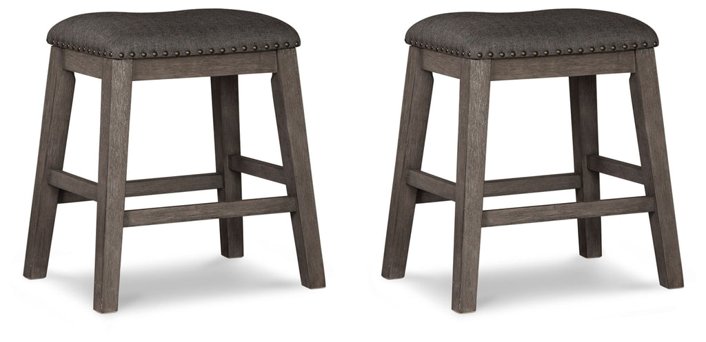 Caitbrook - Upholstered Stool (Set of 2) - Gray