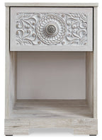 Paxberry - One Drawer Night Stand - Open Cubby - Whitewash