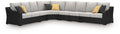 Beachcroft - 6-Piece Outdoor Sectional - Black / Light Gray