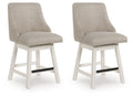 Robbinsdale - Upholstered Swivel Curved Back Barstool (Set of 2) - Antique White