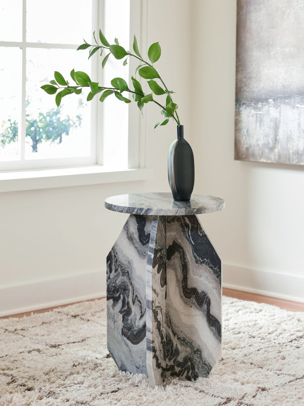 Wrenlane - Accent Table - Black / White / Taupe