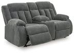 Observation - Double Reclining Power Loveseat With Console - Steel