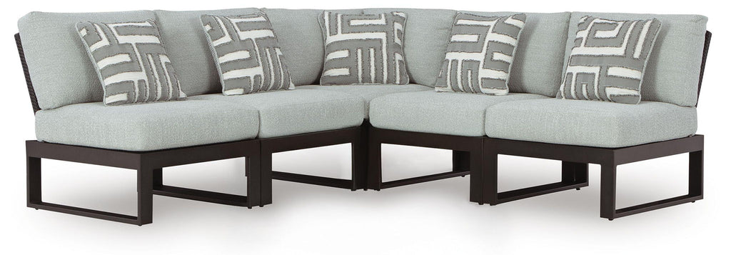 Beachloft - 5-Piece Outdoor Sectional - Black / Gray
