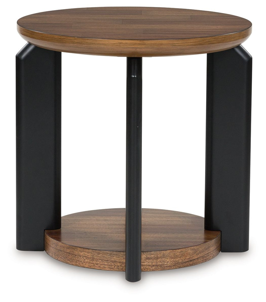 Kraeburn - Round End Table - Brown / Black