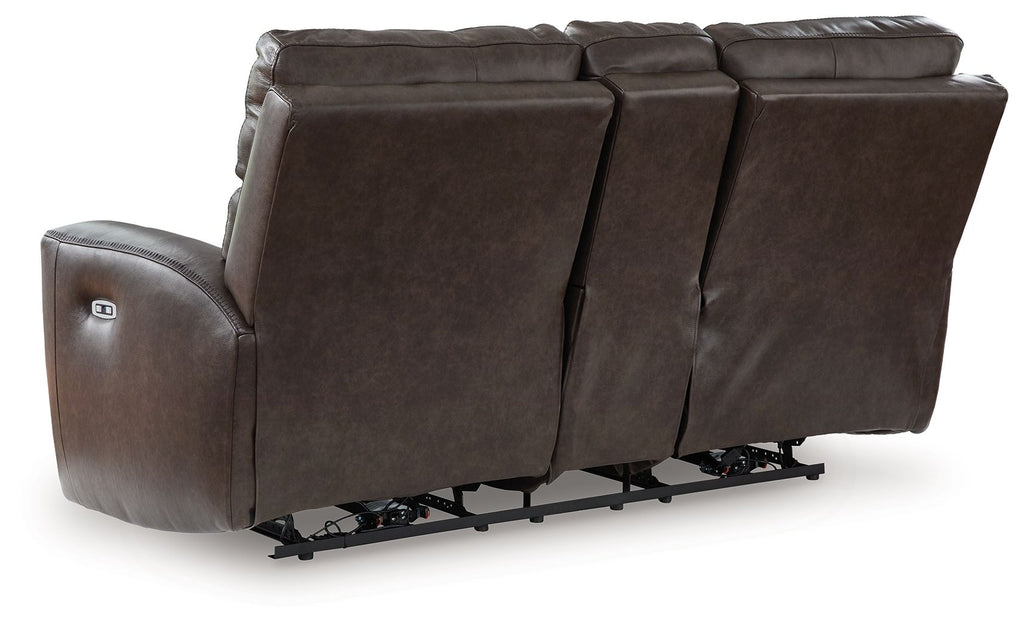 Crossplex - Power Reclining Loveseat / Console / Adjustable Headrest - Smoke