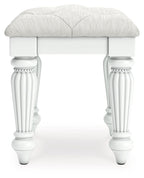 Kozlani - Vanity Upholstered Stool - White