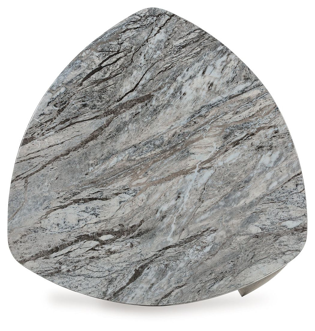 Surmour - Triangle End Table - Gray / Brown