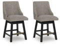 Neymorton - Upholstered Swivel Barstool (Set of 2) - Dark Grayish Brown