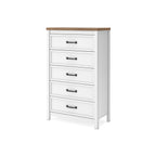 Kerisden - Five Drawer Chest - White / Brown