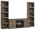Trinell - 3-Piece Entertainment Center With Electric Fireplace - Brown