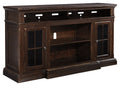 Roddinton - XL TV Stand w/Fireplace Option - Dark Brown