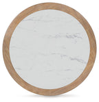 Camdill - Round Cocktail Table - Light Brown / White