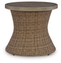 Laguna Heights - Round End Table With Umbrella Option - Beige