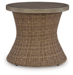 Laguna Heights - Round End Table With Umbrella Option - Beige
