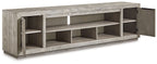 Naydell - XL TV Stand w/Fireplace Option - Gray