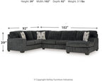 Hollyview - 3-Piece Sectional With Raf Corner Chaise - Shadow