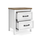 Kerisden - Two Drawer Night Stand - White / Brown
