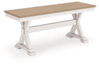 Purlaney - Large Dining Room Bench - Antique White / Natural