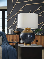 Adara - Metal Table Lamp - Blue / Gold Finish