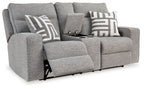 Biscoe - Power Reclining Loveseat With Console /Adj Headrest - Pewter
